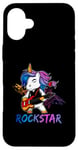 Coque pour iPhone 16 Plus Licorne Rock Star Guitare à bascule Musique Chanteur Rock Band