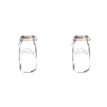 Kilner 2 Litre Round Glass Clip Top Preservation Storage Jar (Pack of 2)