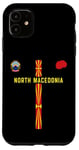 Coque pour iPhone 11 Drapeau et silhouette carte de la Macédoine du Nord, emblème national