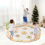 COSYLAND Poutre Équilibre Enfant Parcours Motricité Bébé Bois Montessori Double Face 7 Jeux avec 6 Pierres D'Équilibre Idéal 1 an Et Plus Cadeau Éducatif avec Sac De Rangement Et Coffret-Cadeau