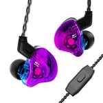 Yinyoo CCZ Melody in-Ear-Monitors Hybrid 1BA 1DD HiFi Écouteur Basses Profondes léger Écouteur Intra-auriculaire IEM avec câble 4N OFC pour Musicien/Batteur/Bassiste (Violet Bleu, avec Micro)