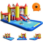 Goplus - Château Gonflable, Aire de Jeux Aquatique Gonflable avec Zone de Saut,Canons a Eau et Toboggan pour Les Enfants de 3 a 8 Ans,Toboggan