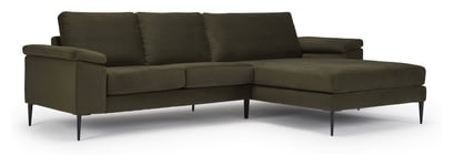 Bovento Nabbe 3-pers. Sofa m. chaiselong, høyre, grønt stoff