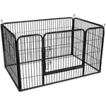 FEANDREA Enclos en métal pour chien, Parc pour chiot, rongeur et lapin, Hauteur 70cm, avec Porte, Noir