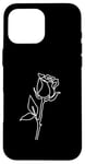 Coque pour iPhone 16 Pro Max Rose Fleur Abstraite Dessin Minimaliste one Line Art