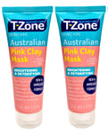 2 x T-ZONE Australian Pink Clay Mask Brightening & Detoxifying Skin Face  75ml