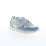 Reebok Classic Leather Womens Blue Suede Lace Up Lifestyle Trainers Shoes