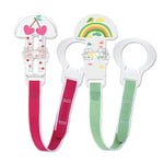 MAM Baby Soother Pacifier Dummy Teat Holder Clip Chain Strap Pink/Green