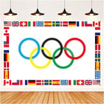 Olympisk flagga, olympiska dekorationer, 1 st stor olympisk dekoration banner för olympiska spelen 2024 varor ringar spel (olympisk flagga)