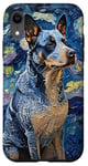 Coque pour iPhone XR Blue Heeler Starry Night Australian Battle Dog Art