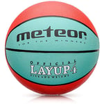meteor® Mini Ballon de Basket, Taille 4, idéal pour Les Mains des Enfants de 5 à 10 Ans et pour la Formation au Basket-Ball, Souple, avec Surface adhérente, Bleu, Vert et Rouge