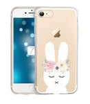 Coque Iphone 7 PLUS iphone 8 PLUS lapin fleur rabbit cute kawaii transparente