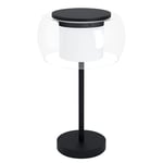 EGLO Lampe de chevet LED Briaglia-c, lampe de table à poser dimmable, luminaire salon connecté en métal noir avec boule en verre et cylindre opaque, blanc chaud – froid, RVB
