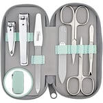 marQus kit manucure pedicure 7 pc. de Solingen - kit manucure professionnelle cuir, 2 coupe ongle, limes a ongles Solingen, pince à épiler, 2 ciseaux, lime a ongle verre