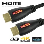 RED LED HDMI CABLE 2160p 4K ARC Sky TV DVD Blu-Ray Player 5 Metre Connector Lead