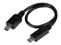 StarTech.com 8in USB OTG Cable - Micro USB to Mini USB - M/M - USB OTG Mobile Device Adapter Cable - 8 inch (UMUSBOTG8IN) - USB-kabel - mini-USB typ B (hane) till mikro-USB typ B (hane) - USB OTG - 20.32 cm - svart