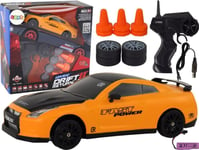 Leantoys Fjernstyrt Sportsbil R/C 1:24 Gule Utskiftbare Hjul