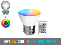 5W 16 Colour Changing E27 RGB + White Dimmable LED R50 Spot Light Bulb & Remote