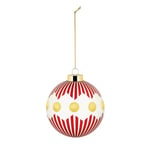 Alessi Delight NZ04 1, Christmas Tree Bauble, in Blown Glass, Diameter 9 cm, Red, White, Gold