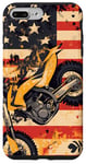 Coque pour iPhone 7 Plus/8 Plus Drapeau américain Art déco jaune pour moto Dirt Bike Braap