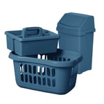 [Set of 3] 25L Swing Bin, Hipster Basket, Kitchen Tidy / Organiser - Navy