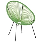 Chaise Fauteuil Type Spaghetti en Rotin PE Vert et Acier Design Original pour S