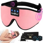 MUSICOZY Bluetooth Sleep Mask,Upgraded 3D Sleep Headphones Eye Mask with Headphones for Men & Women,Wireless Music Sleep Mask Sleeping Headphones for Travel/Nap/Yoga/Meditation/Night (Pink)