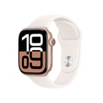 Apple Watch Series 10 GPS + Cellular 42mm Roséguld Aluminiumboett med Rosé Sportband - S/M