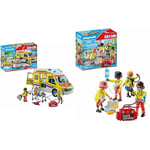 Playmobil 71202 Ambulance avec Effets Lumineux et sonore - City Life - Les Secours & 71244 Equipe de secouristes - City Life - Les Secours - Héros du Quotidien - avec Quatre Personnages