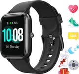 Montre Connectée Femmes Homme Montre Sport Tracker d' Activité Bracelet Connecté IP68 Étanche Sport Fitness pour iOS Android-Noir