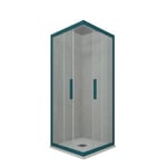 Cabine parois de douche coulissante 100x100 cm H 200 en PVC Vert Night Watch Verre Transparent mod. Kolors