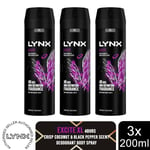 Lynx XL 48-H High Definition Fragrance Excite Body Spray Deodorant 3 Pack, 200ml