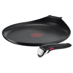 TEFAL L1461004 Ingenio Easy Plus Poêle à crêpe 27 cm, revêtement antiadhésif, tous feux sauf induction + poignée amovible