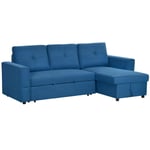 HOMCOM 3 Seater Sofa Bed, Convertible Pull Out Sofa with Storage, Dark Blue