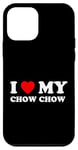 Coque pour iPhone 12 mini J'adore mon chien Chow Chow Heart, maman et papa