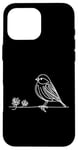 Coque pour iPhone 16 Pro Max Line Art Oiseau et Ornithologue Pin Siskin