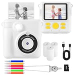 AORILE Kids Camera,Instant Print Camera for Kids,1080P HD Digital Camera with 32G SD Card,3 Rolls Photo Paper & 6 Color Pens, for 3-14 Year Old Girls (White)