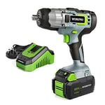 WORKPRO Cordless Impact Wrench Lightweight 20V/18V, 4.0Ah Li-ion Battery (Fast Charger), 1/2” Chuck, 2 Mode Forward/Reverse, Belt Clip, LED Light for Working in Dark Environment