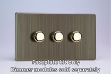 Varilight WDYD3S.AB Matrix Faceplate Kit, urban screwless antique brass, 3-gang