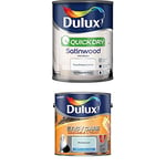 Dulux Quick Dry Satinwood Paint, 750 ml (Pure Brilliant White) Easycare Washable and Tough Matt (Mint Macaroon)