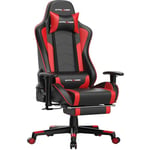 GTPLAYER Chaise Gaming Repose-Pieds Haut-Parleur Bluetooth Fauteuil Gamer Bleu Siège Ergonomique (Rouge)