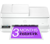 HP Envy 6530e All-in-One Inkjet Wireless Printer with Fax & 3 Months Instant Ink with HP, White