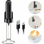 Ersandy - Mousseur à lait Électrique, Rechargeable usb-c Mousseur Lait avec support en Acier Inoxydable Mousseur de Lait Automatiques Baguette Murale