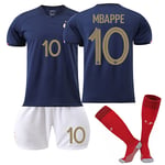 22/23 VM Frankrike Landslaget Hem  MBAPPE Nr 10 Barn Jersey-paket Barn-24