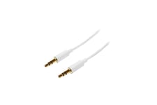 StarTech.com 3m White Slim 3.5mm Stereo Audio Cable - 3.5mm Audio Aux Stereo - Male to Male Headphone Cable - 2x 3.5mm Mini Jack (M) White (MU3MMMSWH) - ljudkabel - 3 m