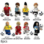 8 st VM Qatar Ronaldo Messi Neymar Minifigur Monterad Mini Byggklossar Actionfigurer Leksak Barn Present