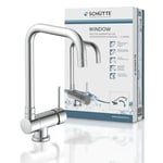 SCHÜTTE 24550 Robinet de cuisine WINDOW, Robinet sous fenêtre, robinet d'évier fenêtre avant, robinet rabattable 360° pivotant Mitigeur monocommandé fenêtre, chromé