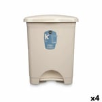 Poubelle à pédale Beige Plastique 30 L [4 Unités]