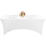 Housse pour Tables Nappe de Tables,Couverture de Table rectangulaire Extensible pour Table Pliante de 180cm Blanc