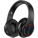 Bluetooth hörlurar Trådlösa Over Ear-hopfällbara headset med mikrofon-LED Trådbundna och trådlösa headset för smarttelefon/TV/PC
